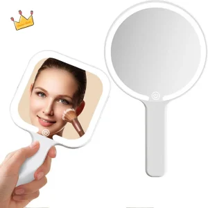 Miroir de maquillage LED à lumière de remplissage, 3 couleurs à intensité variable, miroir à main éclairé, Compact, carré ou rond, miroir de vanité Portable