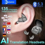 Écouteurs sans fil Bluetooth 5.3 AI, traduction, prise en charge de 135 langues, casques de sommeil, oreillettes HiFi à réduction de bruit