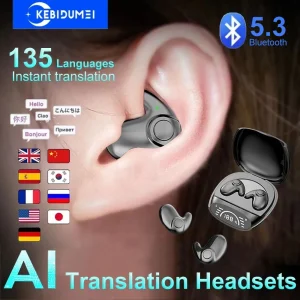 Écouteurs sans fil Bluetooth 5.3 AI, traduction, prise en charge de 135 langues, casques de sommeil, oreillettes HiFi à réduction de bruit