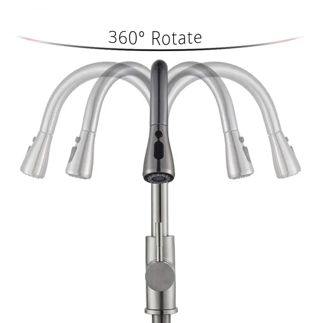 Mitigeur Monocommande Bec Haut Courbe Acier Inox Brossé… – vue 6
