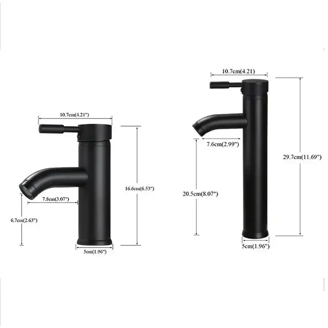 Robinet noir de style minimaliste en acier inoxydable – vue 3