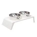 Bols doubles bol d&rsquo;eau de nourriture pour chat anti-retournement antidérapant conteneur d&rsquo;alimentation en eau pour animaux de compagnie détachable multifonction chat chien bol à double usage