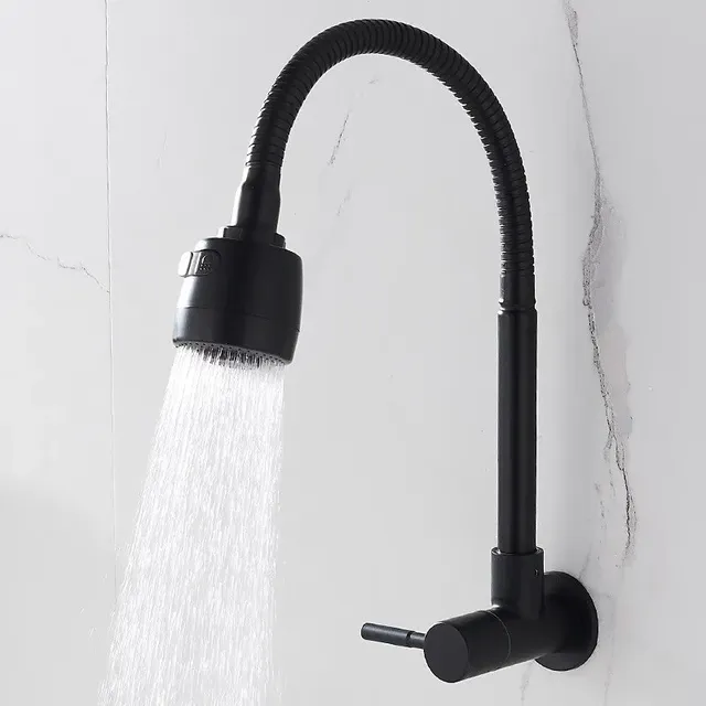 Robinet mural cuisine évier acier inox sus304 noir mat… – vue 3