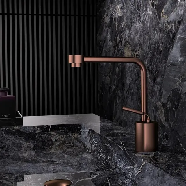 Robinet de salle de bains en or Rose brossé – vue 4
