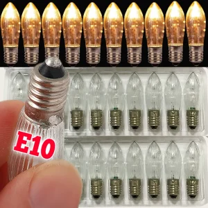 Ampoules de remplacement pour bougie LED E10, blanc chaud, pour chaînes lumineuses, 10V-55V AC, pour salle de bains, cuisine, décoration de maison, lampe d&rsquo;intérieur