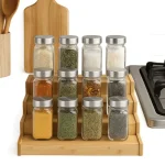Étagère à épices à 3 niveaux en bois massif, gain de place, organisateur d&rsquo;assaisonnement à plusieurs niveaux, affichage d&rsquo;épices Durable, organisateur d&rsquo;épices de cuisine