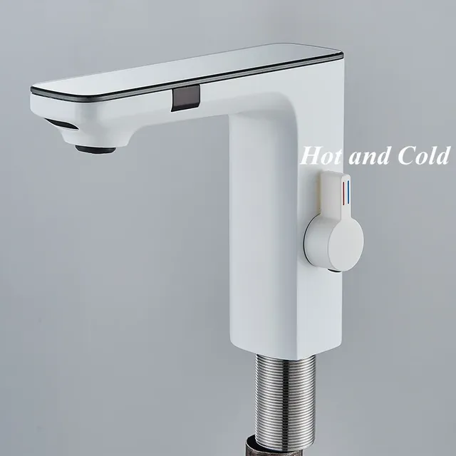 Nouveau robinet de lavabo de salle de bains LCD blanc – vue 5