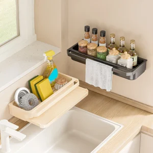 Organisateur d&rsquo;évier de cuisine, égouttoir auto-drainant, porte-éponge, torchon, robinet, rangement, égouttoir à savon, accessoires de cuisine