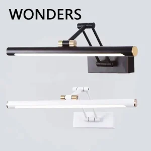 Applique murale à LED pour miroir de salle de bain, noir, blanc, balançoire vers le haut et vers le bas, éclairage réglable, abat-jour en acrylique, lampes décoratives de luxe Applique murale à LED pour miroir de salle de bain, noir, blanc, balançoire vers le haut et vers le bas, éclairage réglable, abat-jour en acrylique, lampes décoratives de luxe