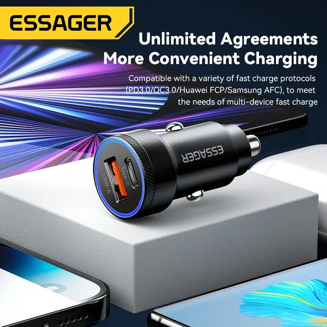 Essager 54W chargeur de voiture 5A Charge rapide Type C… – vue 3