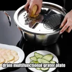 Bassin multifonctionnel en acier inoxydable, panier de lavage de légumes de grande capacité, salade, lave-riz, passoire de vidange pour le drainage