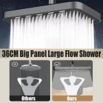 Grand ensemble de pomme de douche cascade haute pression 36CM, grand panneau de 14 pouces, grand débit carré, conception de stimulation de pression, pomme de douche de salle de bains