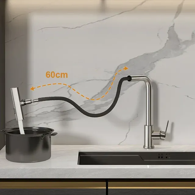 Robinet de cuisine en laiton et métal gris – vue 4