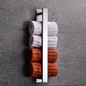 Ensemble d&rsquo;accessoires de salle de bain, crochet de Robe, étagère noire et argentée mate, porte-serviettes auto-adhésif