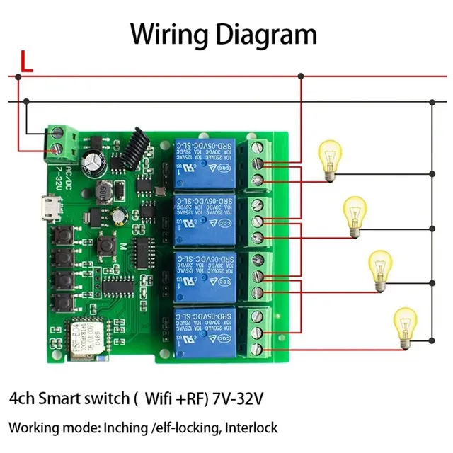 Interrupteur intelligent WiFi radiofréquence quatre… – vue 3