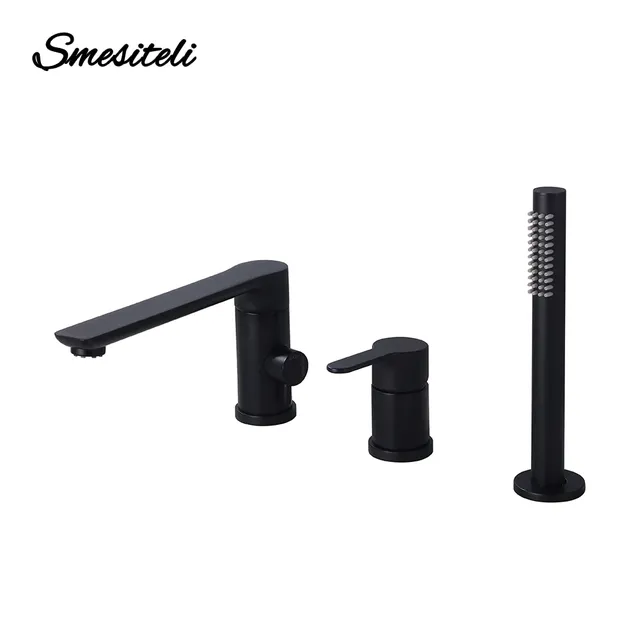 Mitigeur baignoire trois trous monocommande laiton noir… – vue 2