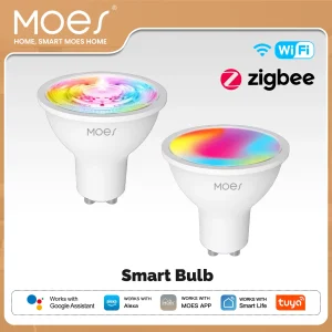 MOES Tuya ZigBee/WiFi GU10 ampoule LED intelligente RGB + C + W blanc lampe variable vie intelligente App contrôle voix Alexa Google MOES Tuya ZigBee/WiFi GU10 ampoule LED intelligente RGB + C + W blanc lampe variable vie intelligente App contrôle voix Alexa Google