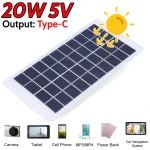 Chargeur de panneau solaire 20W 5V, panneau de charge Portable de Type C, éclairage de cour léger pour Smartphones, lumières de jardin