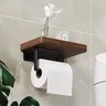 Porte-papier hygiénique avec étagère en bois de noyer… – vue 3