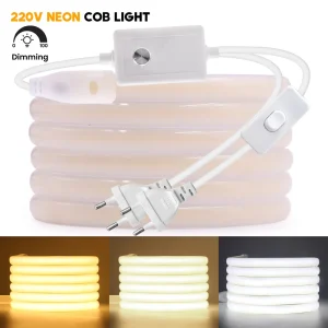 Bande Lumineuse Néon LED COB à Intensité Variable, Kit d’Alimentation avec Joli, 220V, Éclairage Linéaire Haute Densité, Étanche IP67, Ruban Flexible, 288 Bande Lumineuse Néon LED COB à Intensité Variable, Kit d’Alimentation avec Joli, 220V, Éclairage Linéaire Haute Densité, Étanche IP67, Ruban Flexible, 288
