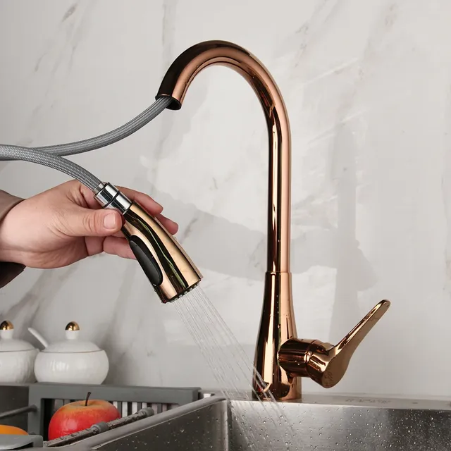 KEMAIDI Rose Robinets de cuisine d'argent et noir simple… – vue 5