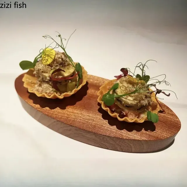 Assiette ovale en bois de noyer Dim Sum – vue 2