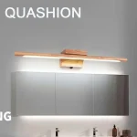 Applique murale à LED en bois massif, design nordique moderne, luminaire décoratif d&rsquo;intérieur, idéal pour une salle de bain, un Dressing ou une chambre à coucher, avec interrupteur decoration maison lampe