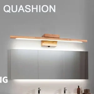 Applique murale à LED en bois massif, design nordique moderne, luminaire décoratif d&rsquo;intérieur, idéal pour une salle de bain, un Dressing ou une chambre à coucher, avec interrupteur decoration maison lampe