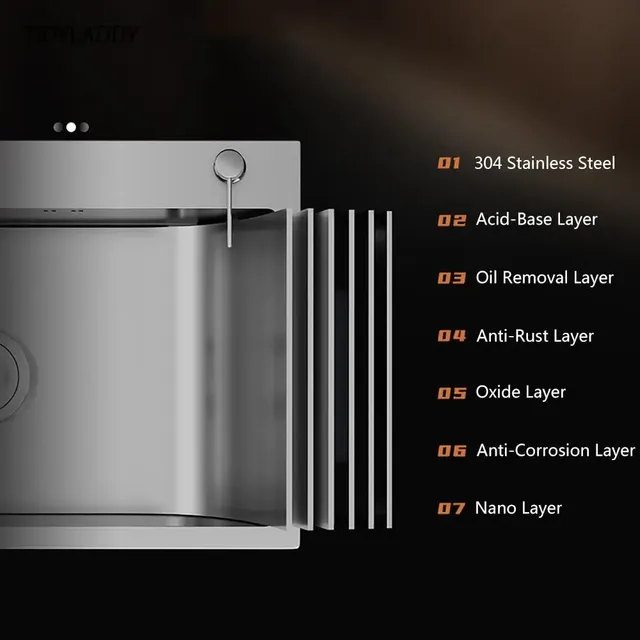 Évier de cuisine en acier inoxydable – vue 4