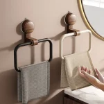 Nouveau porte-serviettes de salle de bain Vintage en bois de noyer étanche porte-serviettes de salle de bain avec support à ventouse anneau de serviettes mural