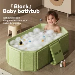 Baignoire pliante épaisse portable pour enfants, verte et blanche, adaptée aux voyages, 1 pièce
