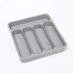 Organisateur de tiroir à couverts en plastique, 6 emplacements permettant de gagner de l&rsquo;espace, diviseur de rangement de couverts réglable, anti-poussière, plateau à ustensiles extensible de cuisine