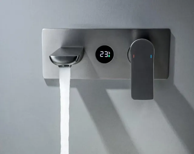 Robinet de salle de bains gris bronze à affichage… – vue 2