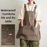 Tablier salopette oversize unisexe coton lin taupe… – vue 2