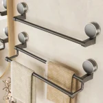 Porte-serviettes mural pour salle de bain, porte-serviettes, support de cuisine, ventouse, support de rangement pour salle de bain, organisateur d&rsquo;accessoires sans perceuse