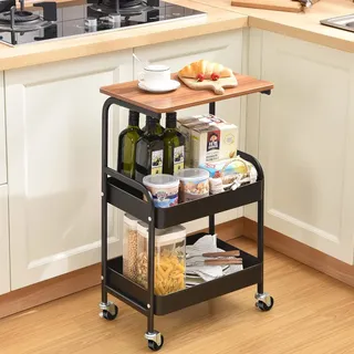 Chariot rangement cuisine roulant trois niveaux acier carbone…