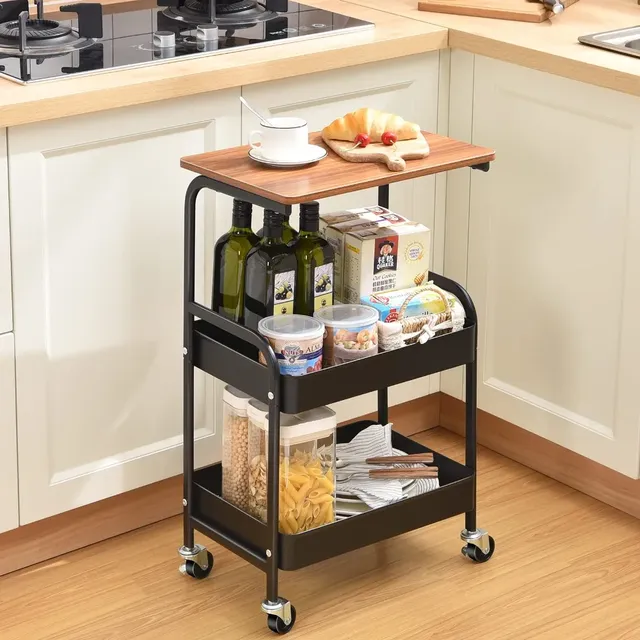 Chariot rangement cuisine roulant trois niveaux acier…