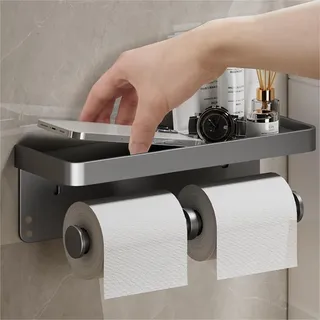 Porte papier toilette mural double tablette rangement support rouleaux…