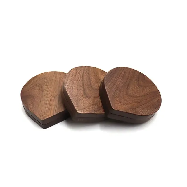 Miroir maquillage rotatif bois noyer naturel compact… – vue 6