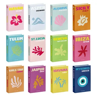 Lot douze livres décoratifs faux style voyage couvertures rigides…