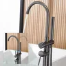 Robinet colonne bain îlot autoportant inox brossé gris… – vue 4
