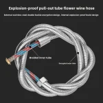 Tuyau de Douche en Acier Inoxydable Anti-VPN, Buse de Pulvérisation, Accessoires, 1.5m, Conduite d&rsquo;Eau Articulée en Cuivre