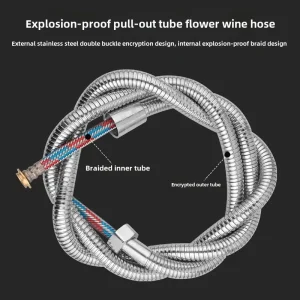 Tuyau de Douche en Acier Inoxydable Anti-VPN, Buse de Pulvérisation, Accessoires, 1.5m, Conduite d’Eau Articulée en Cuivre Tuyau de Douche en Acier Inoxydable Anti-VPN, Buse de Pulvérisation, Accessoires, 1.5m, Conduite d’Eau Articulée en Cuivre