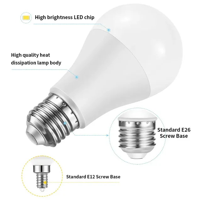 Ampoule Led E26 E12 AC110V 20W 18W 15W 12W 9W 6W 3W… – vue 5