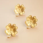 Poignée de meuble de luxe légère, bouton de porte d&rsquo;armoire, boîte en laiton massif, bouton de fleur à quatre cuir chevelu