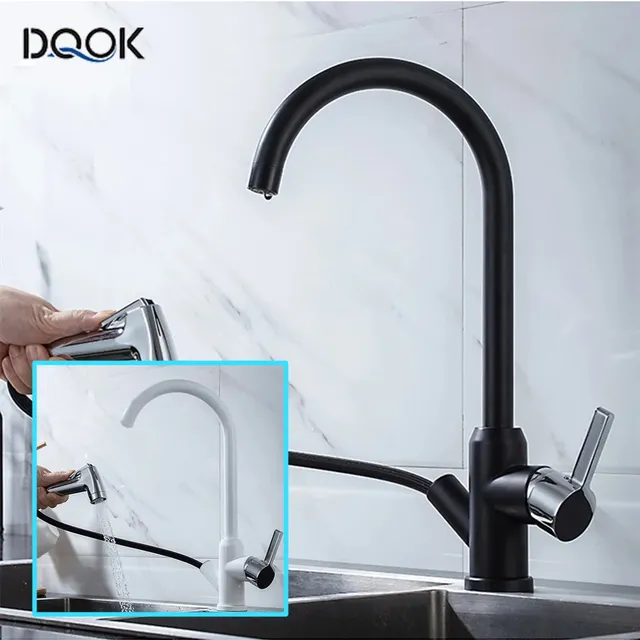Mitigeur cuisine monobloc bec haut noir mat douchette… – vue 6