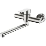 Robinet de cuisine mural 360 °   Mélangeur mural chaud-froid rotatif en acier inoxydable, mélangeur à une main, bras rotatif d&rsquo;évier avec filtre de 25cm de Long