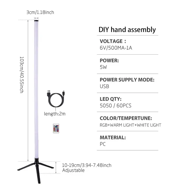 Lampadaire LED intelligent RGB + WW + CW pour la… – vue 6