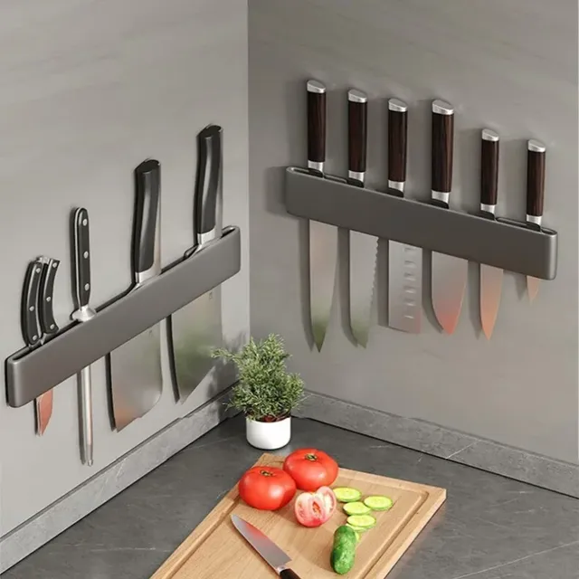 Barre porte couteaux magnétique murale gris mat… – vue 2