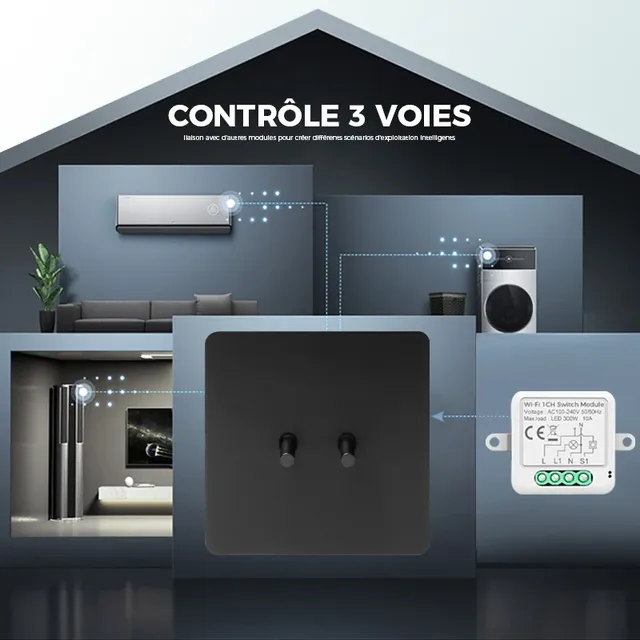 Avoir Tuya Wifi commutateur Vintage noir interrupteur… – vue 3
